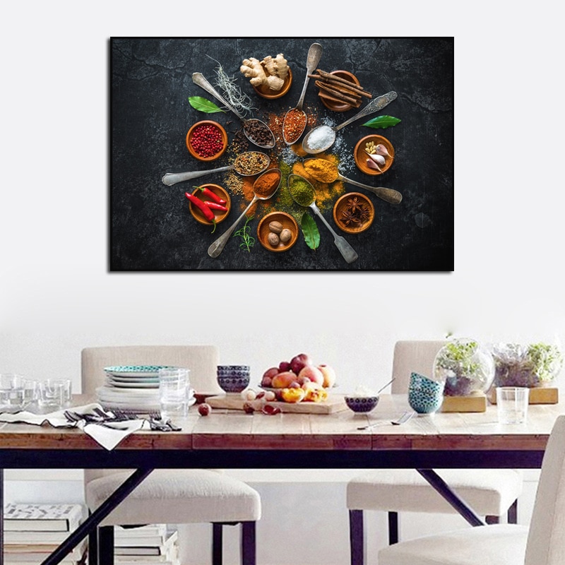 Spices Canvas Picture Still Life Painting for Bedroom Living Room Kitchen