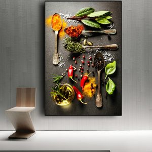 Modern Kitchen Decor Paintings Mix Herb And Spices Canvas Artistic Seasoning Pictures Restaurant Dinning Room Decor Wall Art