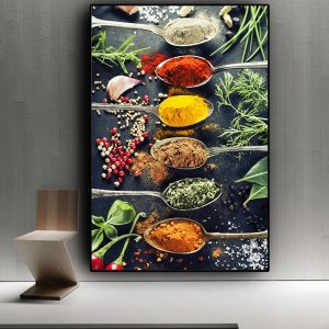 Modern Kitchen Mix Herb And Spices Canvas Oil Painting on Posters and Prints Cuadros Wall Art Pictures For Restaurant Dinning