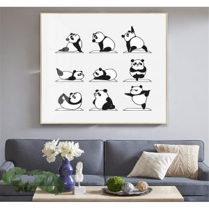 Modern Minimalist Black and White Panda Decorative Painting Wall Art Canvas Poster and Print for Modern Home Living Room