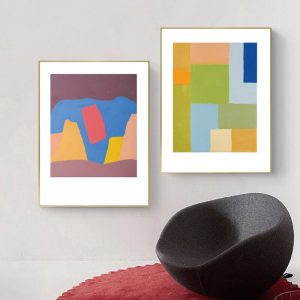 Modern Multicolored Abstract Geometric Wall Art Canvas Painting Scandinavia Prints Poster for Gallery Living Room Interior 5-02