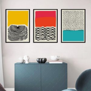 Modern Multicolored Red Blue Abstract Geometric Wall Art Canvas Painting Picture Poster and Print Gallery Living Room Home Decor