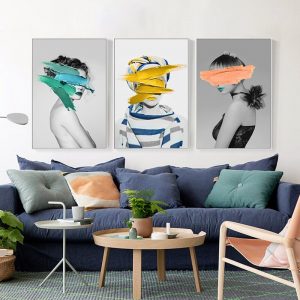Modern Nordic Black And White Canvas Painting Art Print Wall Poster Abstract Girl Wall Pictures Wall Art for Bedroom Living Room