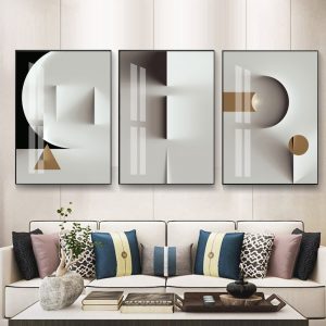 Modern Nordic Golden Stereo Canvas Painting Poster Print Living Room Bedroom Wall Art Picture Black White Decoration Home Decor