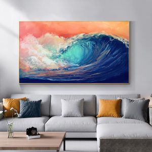 Modern Oil Painting Printed on Canvas Abstract Ocean Wave Landscape Poster Canvas Painting Wall Pictures for Living Room Decor