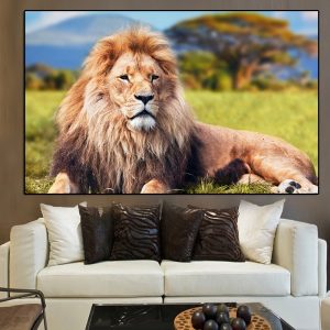 Modern Steppe Animal Lion Oil Painting on Canvas Posters and Prints Cuadros Wall Art Pictures for Living Room Office Decoration