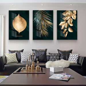 Modern Style Canvas Print Painting Abstract Golden Plant Leaves Picture Wall Poster Art Aisle Living Room Unique Decoration
