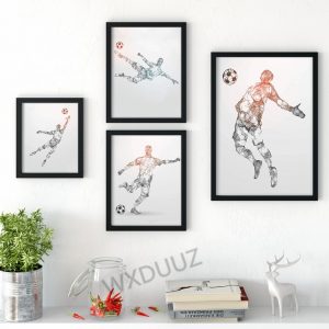 Modern abstract geometric watercolor football art poster picture room home decoration children room decoration canvas painting