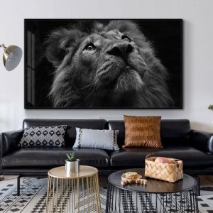 Modern animal black and white lion living room bedroom decoration painting  wall pictures for living room  canvas painting