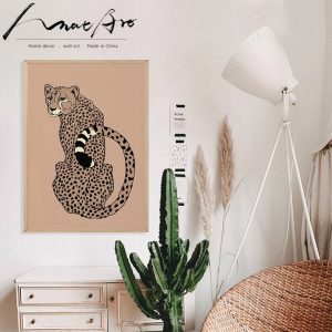 Modern animal leopard painting poster boho style home decoration canvas wall art wall pictures for living room Minimalist nordic