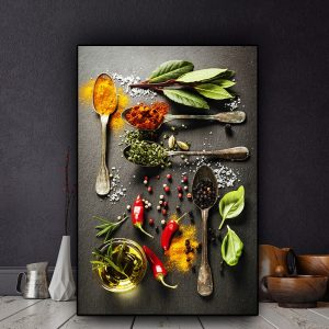 Modern household plate kitchen seasoning ingredients canvas painting wall art wall pictures for living room poster oil painting