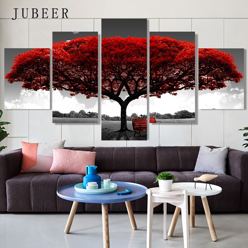 Modular-Canvas-HD-Prints-Posters-Home-Decor-Wall-Art-Pictures-5-Pieces-Red-Tree-Art-Scenery-1.jpg