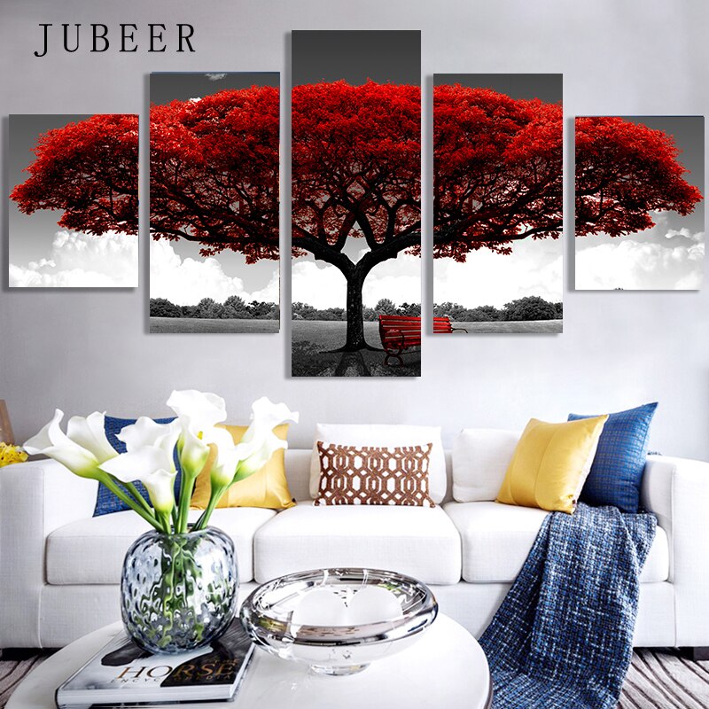 Modular-Canvas-HD-Prints-Posters-Home-Decor-Wall-Art-Pictures-5-Pieces-Red-Tree-Art-Scenery-2.jpg