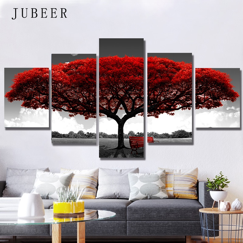 Modular-Canvas-HD-Prints-Posters-Home-Decor-Wall-Art-Pictures-5-Pieces-Red-Tree-Art-Scenery-3.jpg