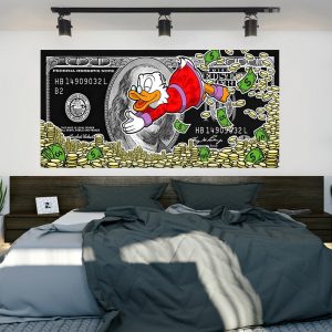 Money Canvas Prints Gold Standard Modern Canvas Painting Dollar Picture Style Street Art Canvas for Home Decor Wall Art Poster