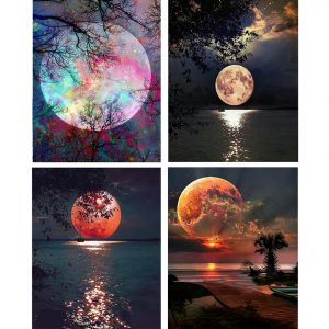 Moon DIY Oil Painting By Numbers Modern Wall Art Picture Acrylic Paint On Canvas Kids & Adults Drawing Paintwork Handmade Toys