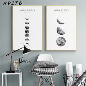 Moon Phase Canvas Posters and Prints Minimalist Luna Wall Art Abstract Painting Nordic Decoration Pictures Modern Home Decor