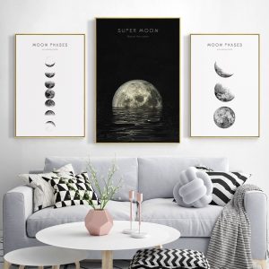 Moon Phase Poster Canvas Painting Posters and Prints Minimalist Luna Wall Art Home Living Room Decoration Pictures Cuadros