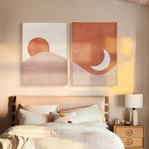 Morandi poster The sun and the moon Canvas Painting Nordic Wall Art Poster Print for livingroom bed Room Home Decor Wall Picture