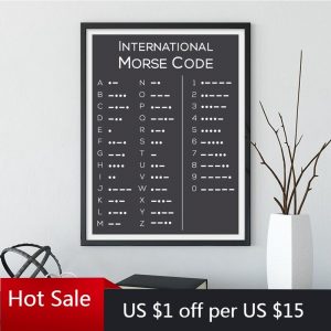 Morse Code Poster and Print Modern Minimalist Wall Decor Art Canvas Painting Black White Picture for Living Home Room Decor