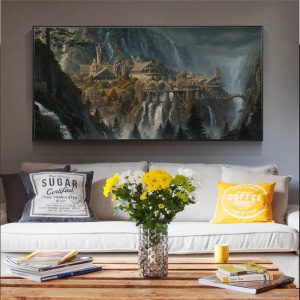 Movie Posters Lord of The Rings Rivendell Fairyland Oil Painting on Canvas Wall Art Pictures for Home Living Room Decoration