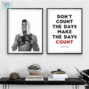 Muhammad Ali Print Black White Photography Boxing Sport Poster Inspirational Quote Art Canvas Painting Wall Picture Home Decor