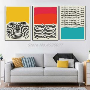 Multicolored Red Blue Abstract Geometric Paintings On Canvas Poster Modern Art Decorative Wall Pictures Home Decoration