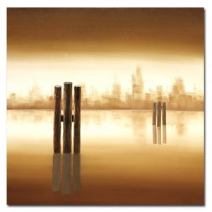 Muzagroo Art Seascape Oil Painting Coffee Canvas Art Painted by Hand Wall Art for Living Room Landscape Painting Office Art