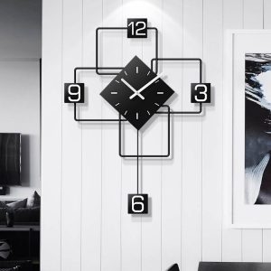 New Europe Wall Clock Modern Design Decorative Watch Wall Home Decor for Living Room 3D Art Sticker Quartz Merchanism Black