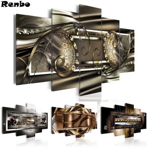 New arrival 5PCS Diamond Embroidery Abstract Golden Wall Art 5D DIY Diamond Painting Full Square Drill Pictures Of Rhinestones