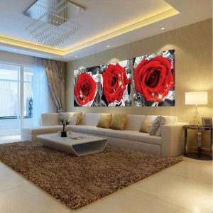 No Frame 3PCS Romantic Rose Flowers Wall Pictures Modern Canvas Painting Home Decoration Wall Art Decor for Bedroom HY45