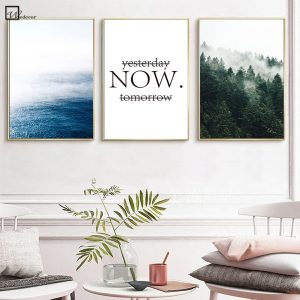 Nodic Landscape Nature foggy Mountain Sea Lake Canvas Painting  Quote Wall Art Poster Print Picture Room Decoration