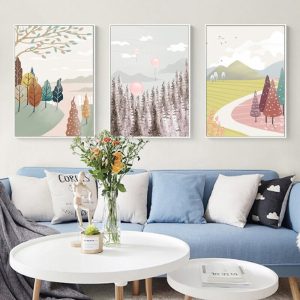 Nordic Abstract Geometric Mountain Landscape Art Canvas Painting Posters and Prints Wall Art Picture for Living Room Home Decor