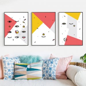 Nordic Abstract Geometric Pattern Canvas Paintings Kids Room Nursery Wall Art Prints and Posters Living Room Home Decor