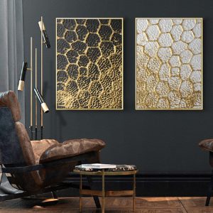 Nordic Abstract Geometric Pattern Luxury Gold Canvas Print Wall Art Posters Decorative Paintings for Living Room Home Wall Decor