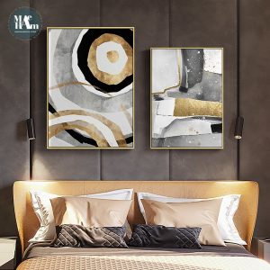 Nordic Abstract geometric Wall Art Canvas Painting ink gold foil Poster Print Wall Picture for Living Room home Decor