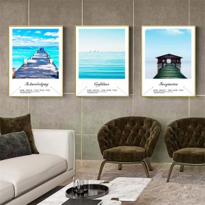 Nordic Beautiful Seascape Bridge Landscape Wall Art Canvas Paintings Wall Art Prints and Posters Living Room Home Decor