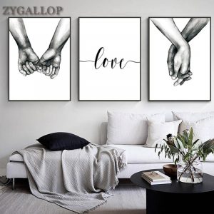 Nordic Black White Style Sweet Love Wall Art Canvas Painting Minimalist Posters Print LOVE Wall Pictures Living Room Decor Mural