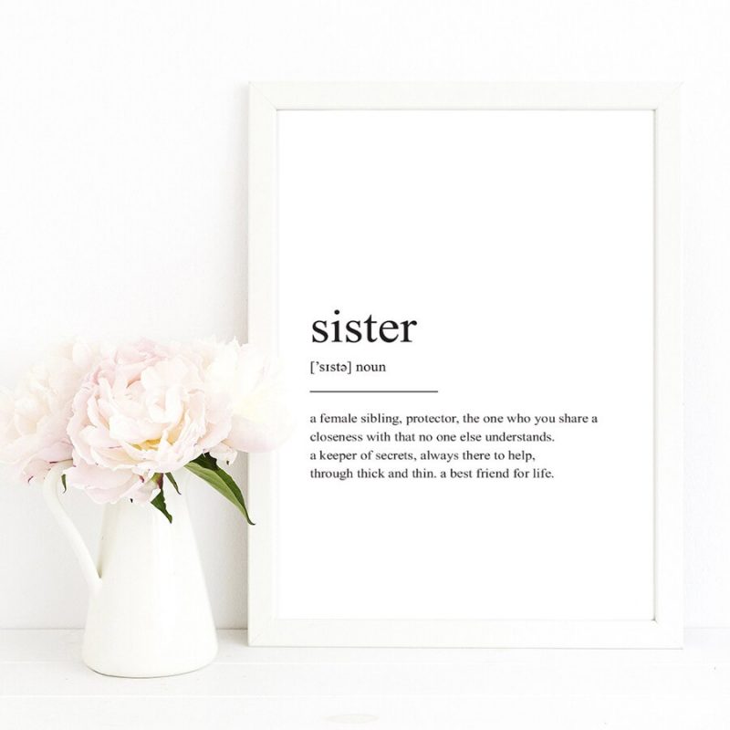 Nordic Black and White Quote Wall Art Prints Sister Poster Modern ...