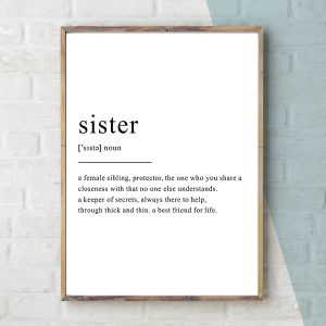 Nordic Black and White Quote Wall Art Prints Sister Poster Modern Minimalist Canvas Painting for Girl Bedroom Decorative Picture
