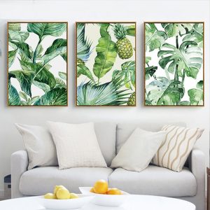 Nordic Canvas Painting Green Tropical Plant Leaves Art Print Poster Wall Pictures Modern Minimalist Bedroom Living Room Decor