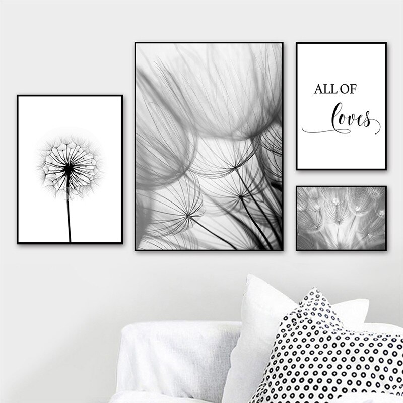 Nordic-Dandelion-Canvas-Painting-Posters-And-Prints-Black-White-Loves-Life-Quotes-Wall-Art-Pictures-For-1.jpg