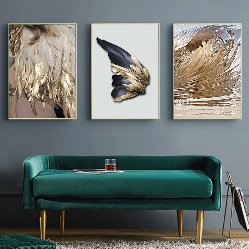 Nordic-Decor-Feathers-Canvas-Painting-White-Poster-And-Print-Unique-Modern-Golden-Wings-Wall-Art-For-1.jpg