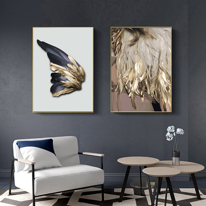 Nordic-Decor-Feathers-Canvas-Painting-White-Poster-And-Print-Unique-Modern-Golden-Wings-Wall-Art-For-3.jpg