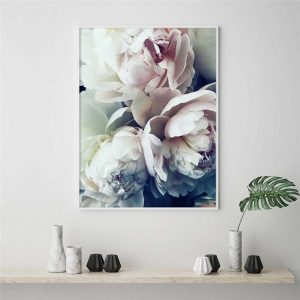 Nordic Elegant Bloom Peony Flower Canvas Painting Posters and Prints Wall Art Picture for Living Room Home Decoration Cuadros