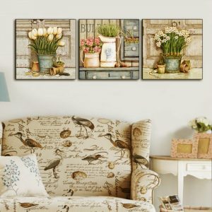 Nordic Framed Canvas Pictures Decor Kitchen Office Wall Potted Plant and Letters Painting Art Printed Nordic Fashion Posters