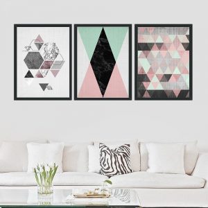 Nordic Geometric Graphic Canvas Painting Personality Mosaic Wall Art Pictures For Living Room Bedroom Home Decoration Triptych