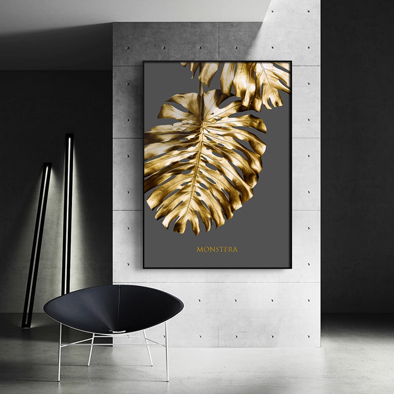 Nordic-Golden-abstract-leaf-flower-Wall-Art-Canvas-Painting-Black-white-feathers-Poster-Print-Wall-Picture-2.jpg