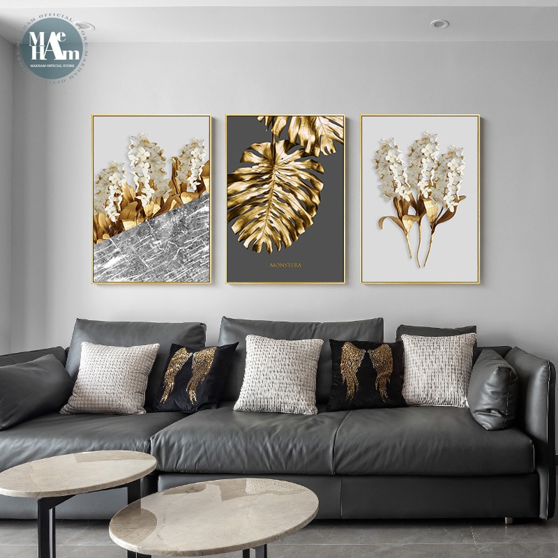 Nordic-Golden-abstract-leaf-flower-Wall-Art-Canvas-Painting-Black-white-feathers-Poster-Print-Wall-Picture-4.jpg