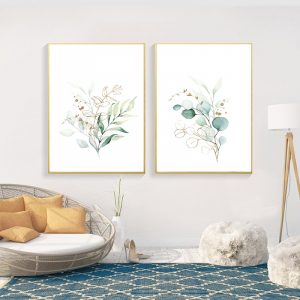 Nordic Green Plant Leaves Poster Palm Leaf Cactus Canvas Painting Modern Wall Art Painting for Living Room Home Decoration